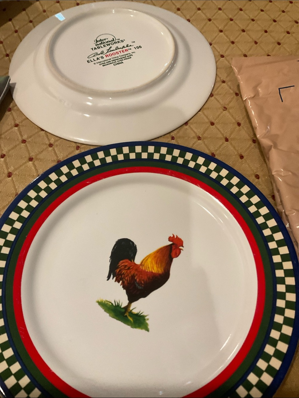 International Tableworks Ella’s Rooster Farmhouse Salad Plates Set 4